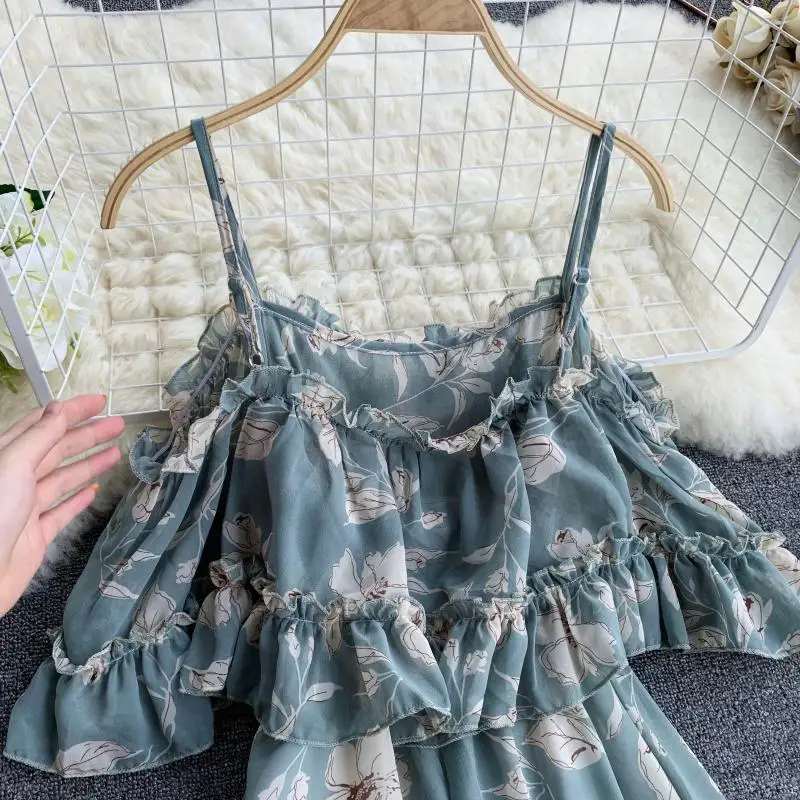 Женское шифоновое платье ALPHALMODA повседневное пляжное до середины икры с коротким