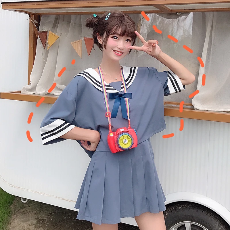 Japanese School sailor uniform fashion school class navy uniforms for Cosplay girls suit 2Pcs / Set | Тематическая одежда и