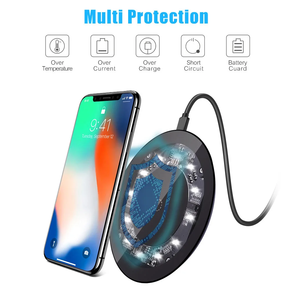 10 Вт Qi Беспроводной Зарядное устройство для iPhone XS Max X 8 плюс XR Samsung Galaxy S8 S9 быстро