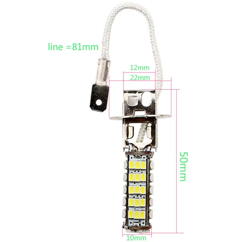 50 шт./лот автомобиль H3 1206 68 SMD светодиодсветодиодный белая лампа