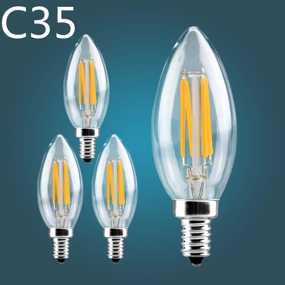 Светодиодсветильник лампа накаливания E14 со стеклянным корпусом 220 В 110 120 2 Вт 4 6