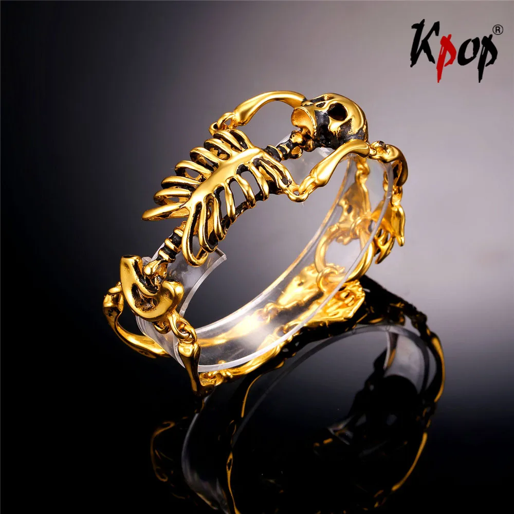 Kpop хип хоп Череп скелето винтажный браслет для унисекс ювелирные изделия