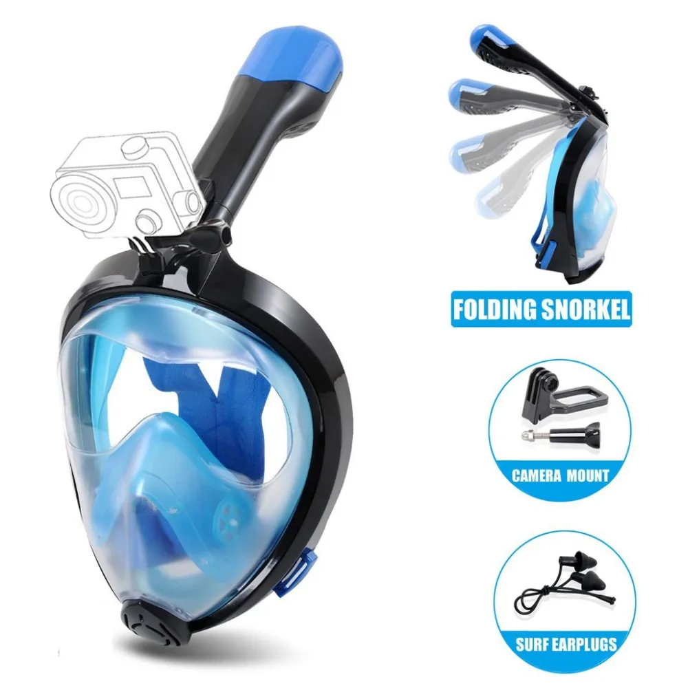 Silicon Full Face Diving Mask Scuba Underwater Seaview Gear Swimming Snorkel for Gopro Camera Holder Stand Set | Спорт и развлечения
