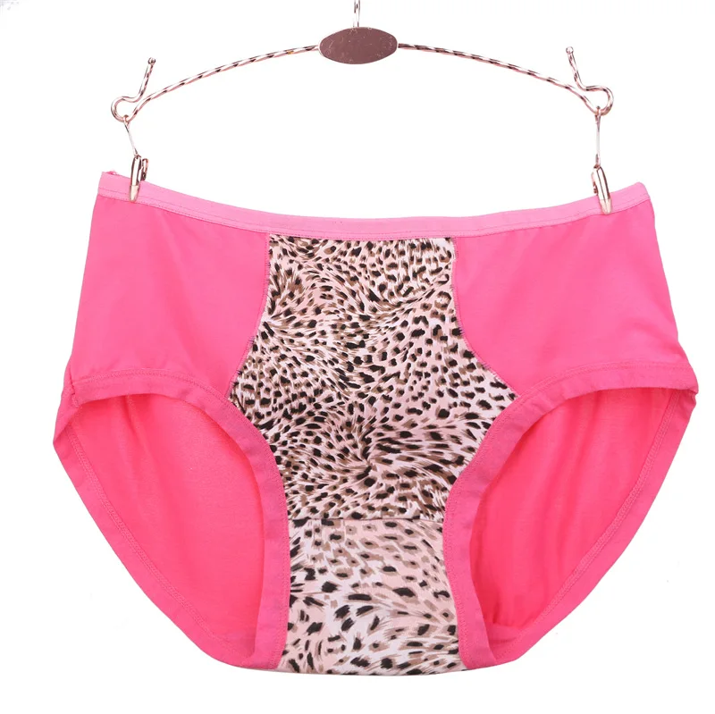 Plus Size European Sexy Leopard Briefs Mid Waist Cotton Lingerie Breathable Comfort Underwear Women Panties | Женская одежда