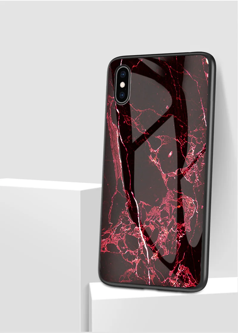 Роскошный Мраморный стеклянный чехол для телефона s для iPhone X XS Max XR, чехол с мягкими краями из закаленного стекла для iPhone 8, 7, 6, 6s Plus, 8 Plus, чехол