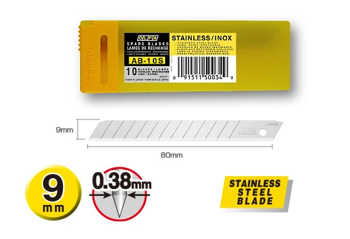 OLFA AB-10S Blad для OLFA 180BLACK, 180-BT/36 S/20 A, A-2, A-3, SVR-1, SVR-2, 300, PA-2, 40, NA-1, SPC-1, A-5, зеленый, XA-1, ES-1, DA-1, A-1