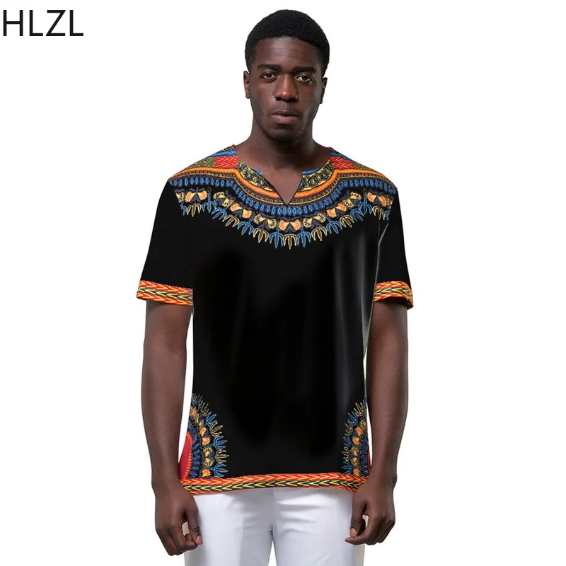 Повседневная мужская футболка Дашики традиционный Африканский принт