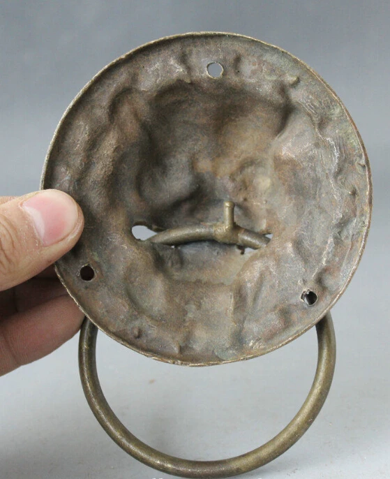 SCY старая китайская Бронзовый народный фэн шуй Хуэй Фэн голова льва маска двери