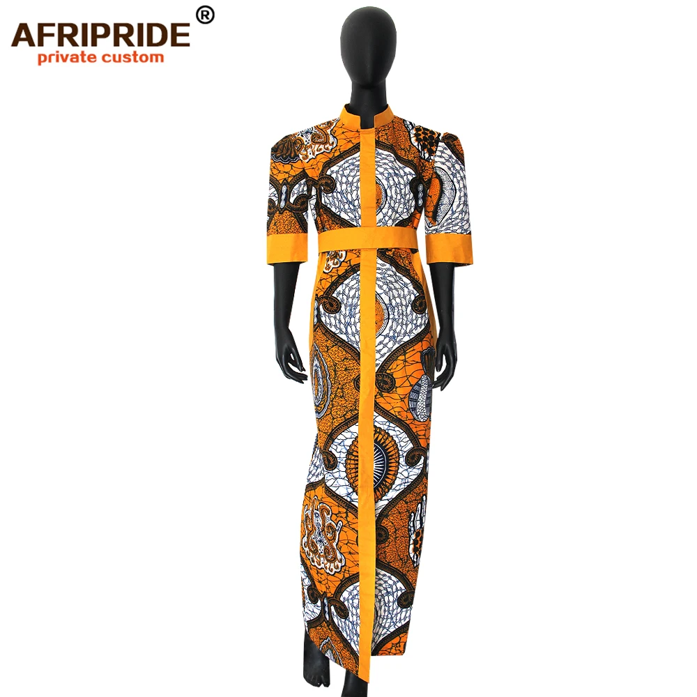 Африканское весеннее женское платье AFRIPRIDE портное с рукавами фонариками до пола