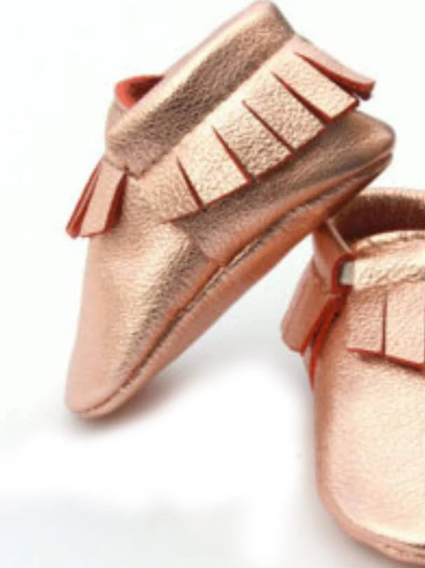 

2021 new Baby moccasins rose gold of Moccs Girls fringe Soft genuine leather Baby First Walkers shoes