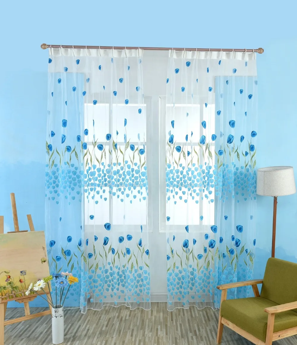 Тюльпан цветочный принт занавеска узор вуаль s для гостиной украшение дома 3