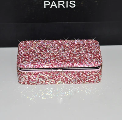 Pink Полная Хрустальная бижутерия для декорирования коробок для украшений коробочка для украшений, сережек коробка для хранения ювелирных изделий и колец Свадебные подарки украшения гостиной - Цвет: Pink