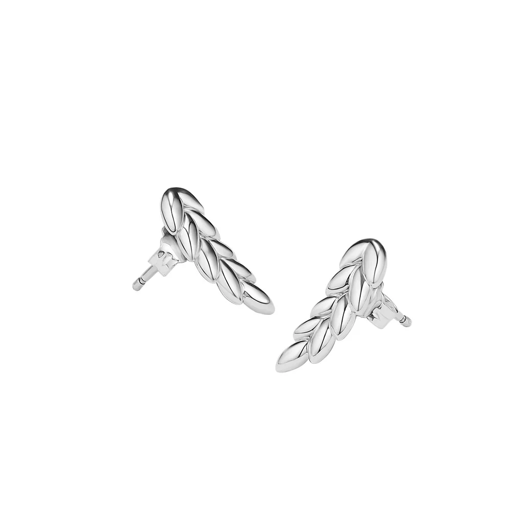 

100% Sterling-Silver-Jewelry Vintage Curved Grains Stud Earring 100% 925 Silver Jewelry for Women Free Shipping