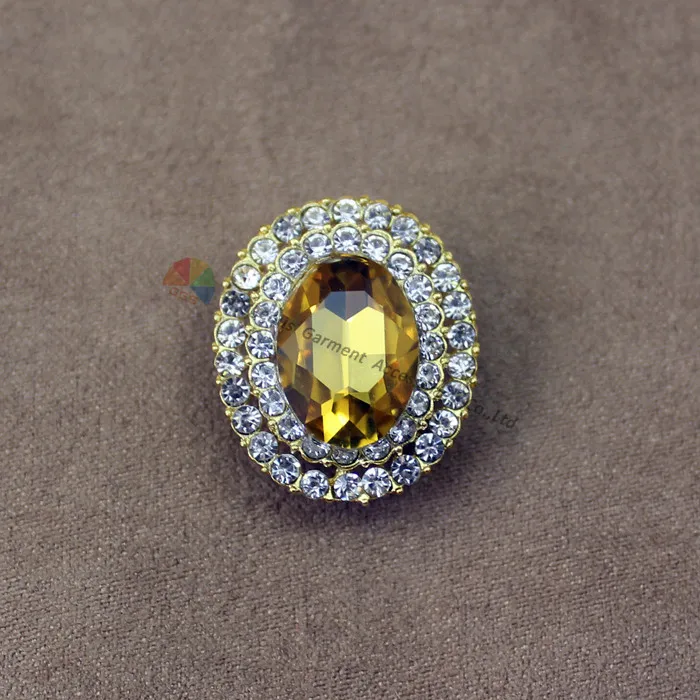 Блестящие металлические овальные пуговицы со стразами 20 шт. х25 мм центральные