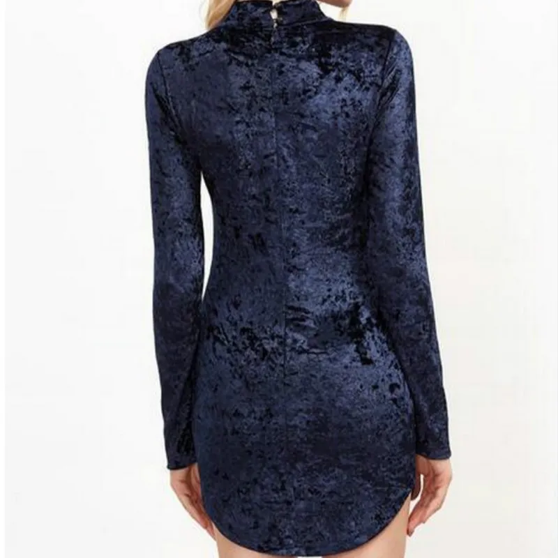 Для женщин платья Глубокий v образным вырезом Бархатное облегающее платье