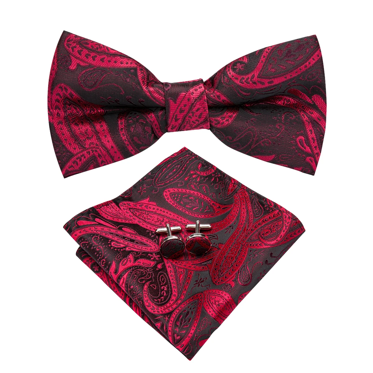 Hi-Tie модный красный галстук-бабочка с пейсли для мужчин роскошный Шелковый тканый