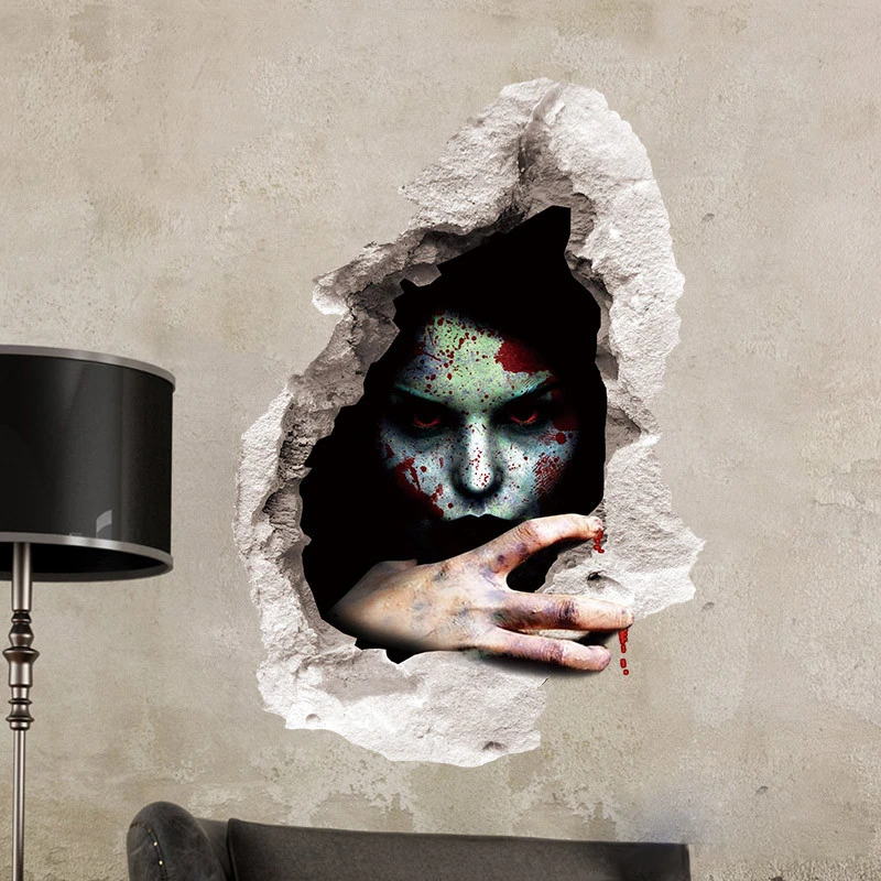 ^ Alloween 3D стереоскопический женский призрак и настенные наклейки спальня гостиная