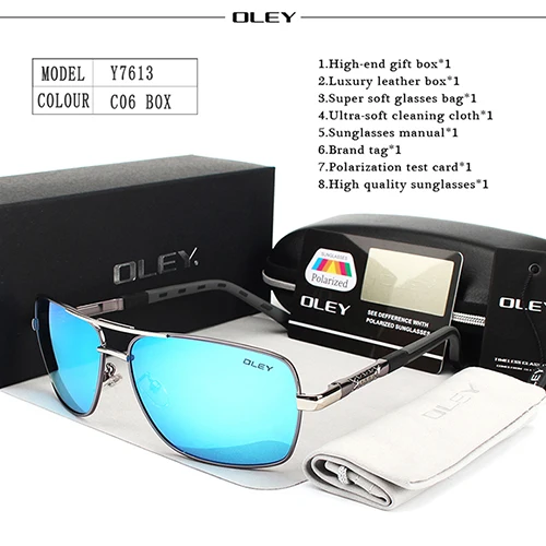 Y8724 C6 BOX OLEY, Брендовые мужские поляризованные солнцезащитные очки, wo, мужские солнцезащитные очки, очки для вождения, Oculos, поддержка логотипа, на заказ, Y8724 - Цвет линз: Y8724 C6 BOX