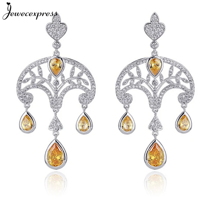 Jewecexpress яркие капли корону циркона серебряные иглы Серьги | Украшения и
