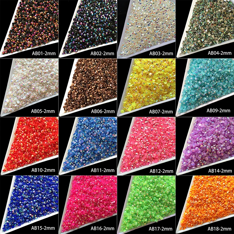 

Gold Rose 1000pcs/bag DIY Nail art Jelly AB resin Rhinestones 2mm/3mm Flatback AB Rhinestones Nail decoration crystal drill