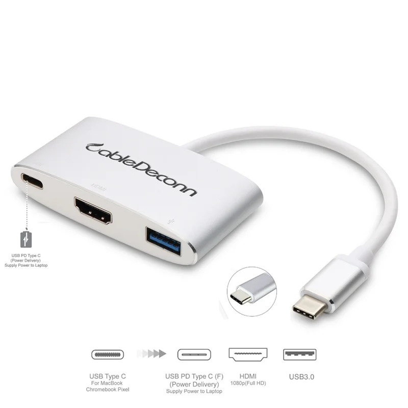 Новый USB 3.1 usb c Type C к 3 0 HDMI + VGA DVI DisplayPort DP кабель Thunderbolt совместимый адаптер для Macbook