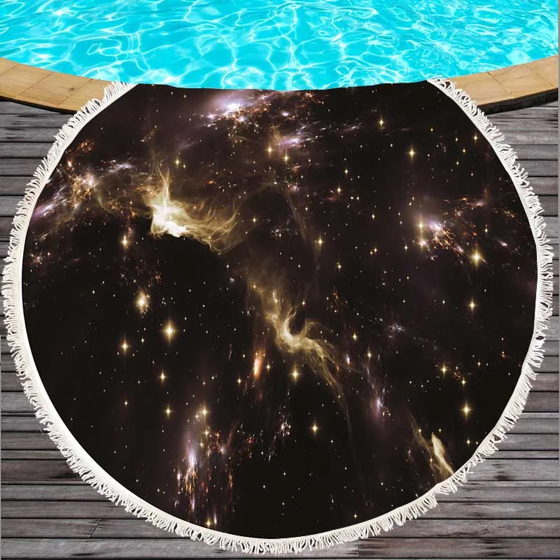 Мягкое полотенце из микрофибры звездное небо круглое пляжное с бахромой коврик