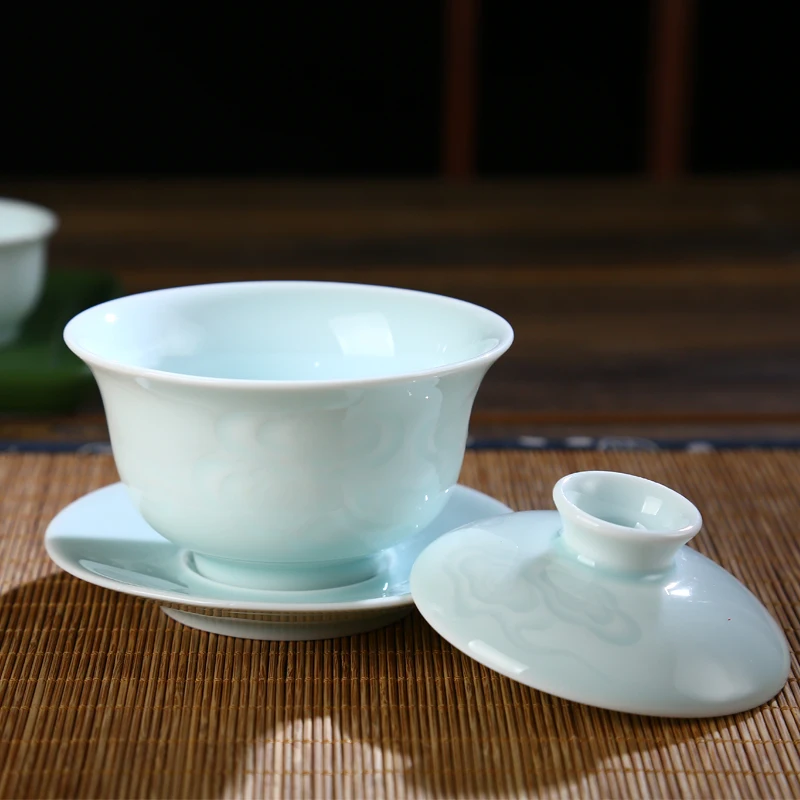 Керамическая фарфоровая чайная посуда 150 мл Celadon Gaiwan офисный семейный чайный