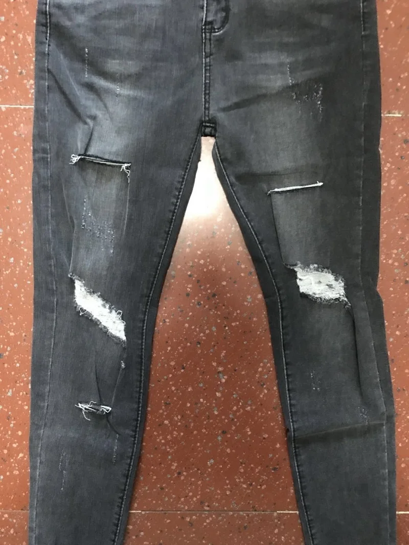 2018 весенне осенний наряд дымчато серые узкие джинсы женские Стретч брюки для