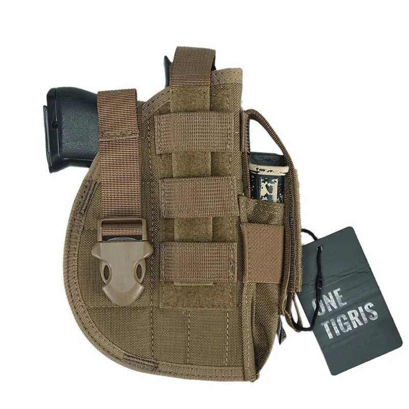 OneTigris Тактическая Molle кобура с подсумок для пистолета Военная страйкбол охота fit Glock 17 18 19 23 Beretta M92 M96 M9 - Цвет: Tan