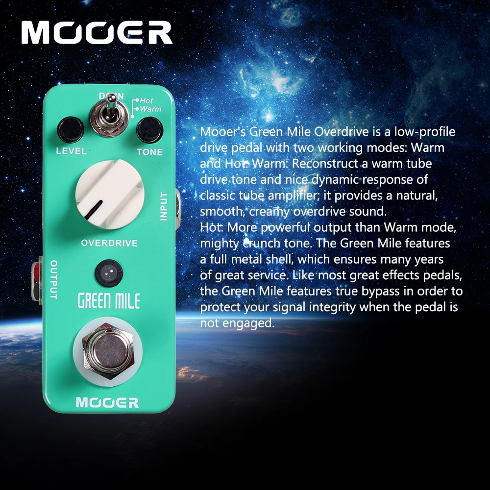 MOOER Мини Зеленая миля Теплый/Лидер продаж 2 режима работы Overdrive звук Гитары педаль