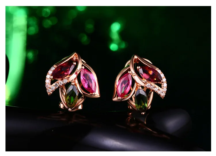 Серебро S925 корейские серьги-гвоздики Rubie 18 карат розовое золото Серьги Серебряные украшения