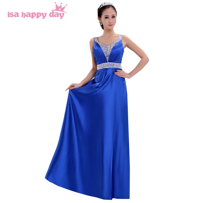 Женское длинное платье с v образным вырезом|blue satin|dress for bridemaidsblue bridemaid dress |