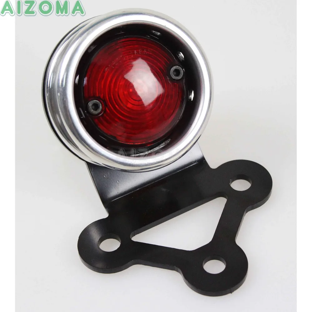 Silver Fanalino Fanale Cafe Racer Tail Light Upgrade LED License Running For Chopper Honda Yamaha Harley Drilled Holes |