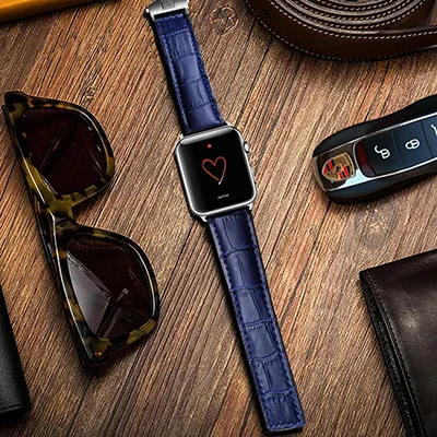 AKGLEADER часы ремешок для Apple Watch Series 4 запястье браслет Складная Пряжка натуральная кожа ремешок для Apple Series 1 2 3 38-44 мм - Цвет ремешка: Blue