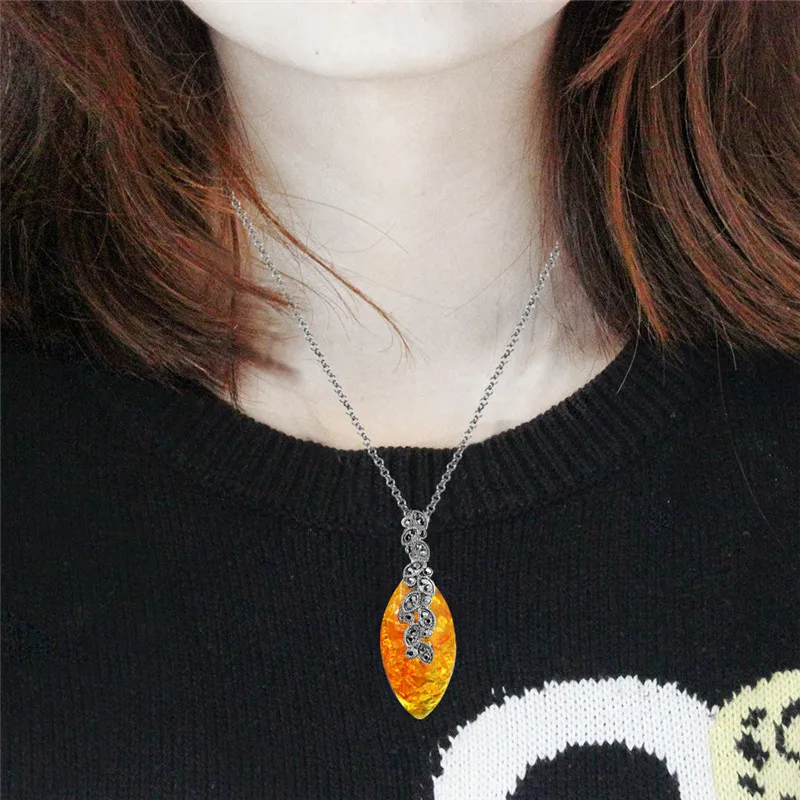 Лист кулон цветок смолы комплект ювелирных изделий колье Цепочки и ожерелья