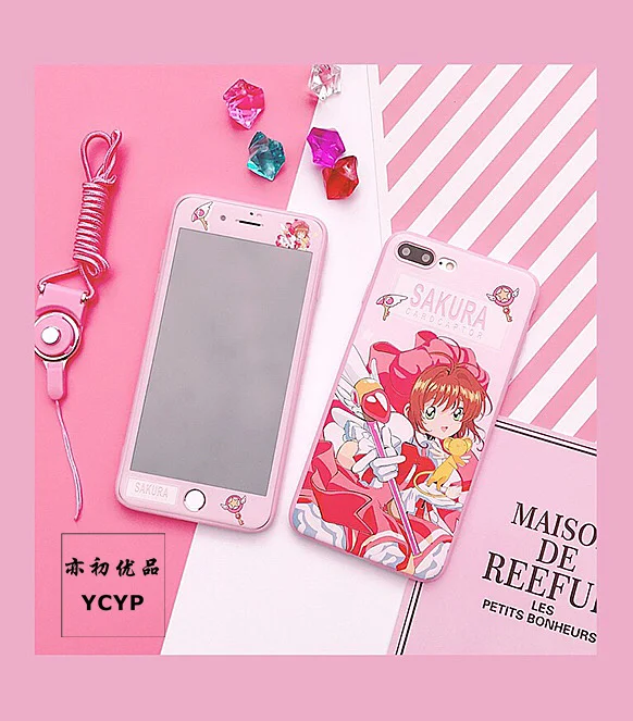 Чехол для iphone X Sailor Moon защитная пленка из закаленного стекла розовый чехол Sakura 6 6S