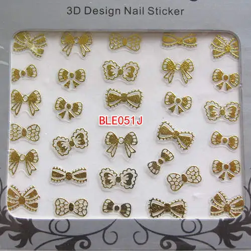 BLE051J Gold 2 шт BLE049J-060J золото и серебро милый дизайн ногтей стикер лист Бабочка цветок часы лук Звезда Сердце Кошка - Цвет: BLE051J Gold