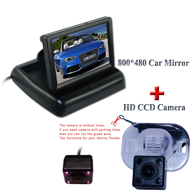 Складные автомобильные мониторы HD 4 3 дюйма с цветным TFT ЖК дисплеем и камерой