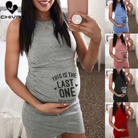 2019 fashion women maternity dress sleeveless pregnancy dress letter print o neck bodycon dress creative pregnant women dresses