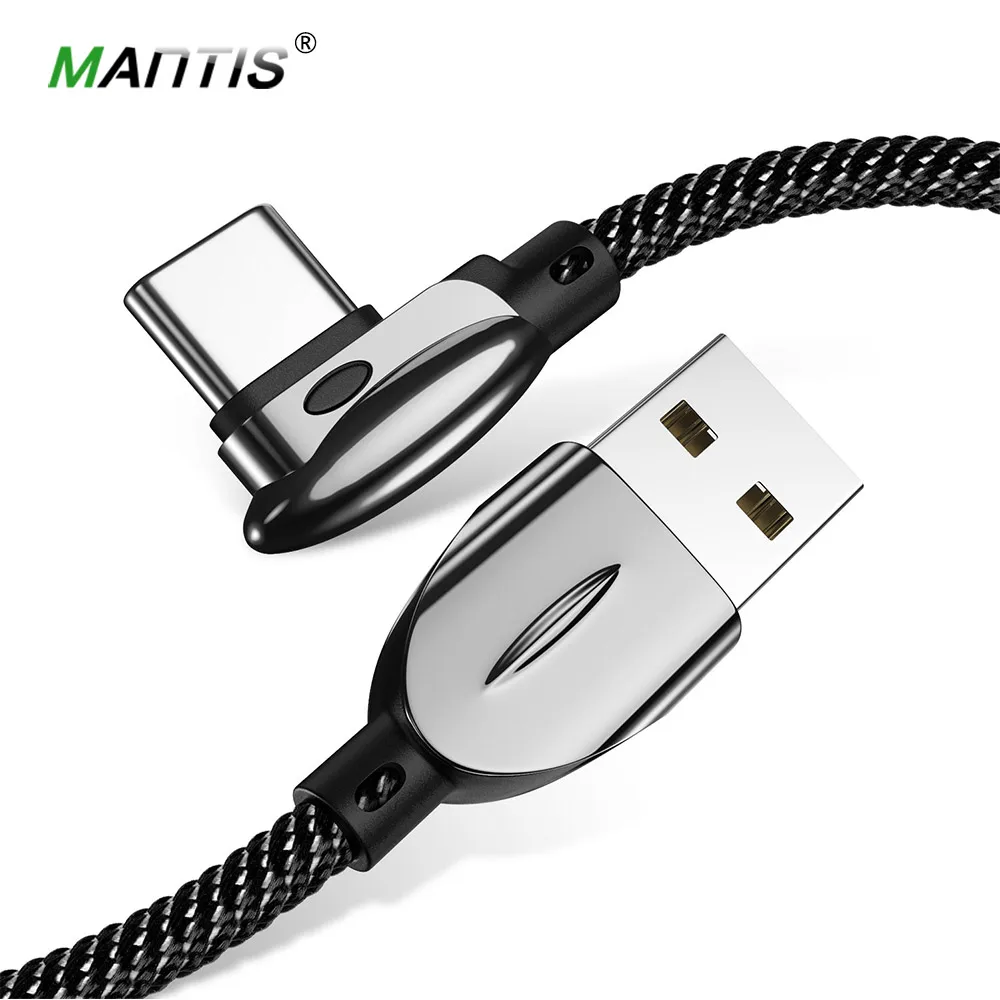 Кабель MANTIS type C, 90 градусов, синхронизация данных, быстрая зарядка, usb-кабель для samsung S10 S9 S8 huawei Xiaomi Mi9 Oneplus Redmi - Цвет: Black White