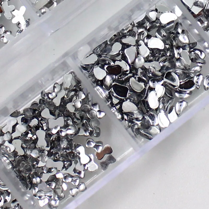 Серебряная пудра для ногтей 3D Типсы ногтевого дизайна Кристальные блестки