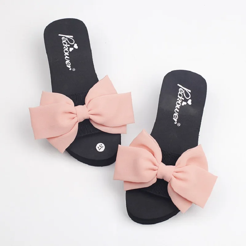 2018 summer Chiffon flipflops sweet butterfly knot tow beach slippers women flip flops | Обувь