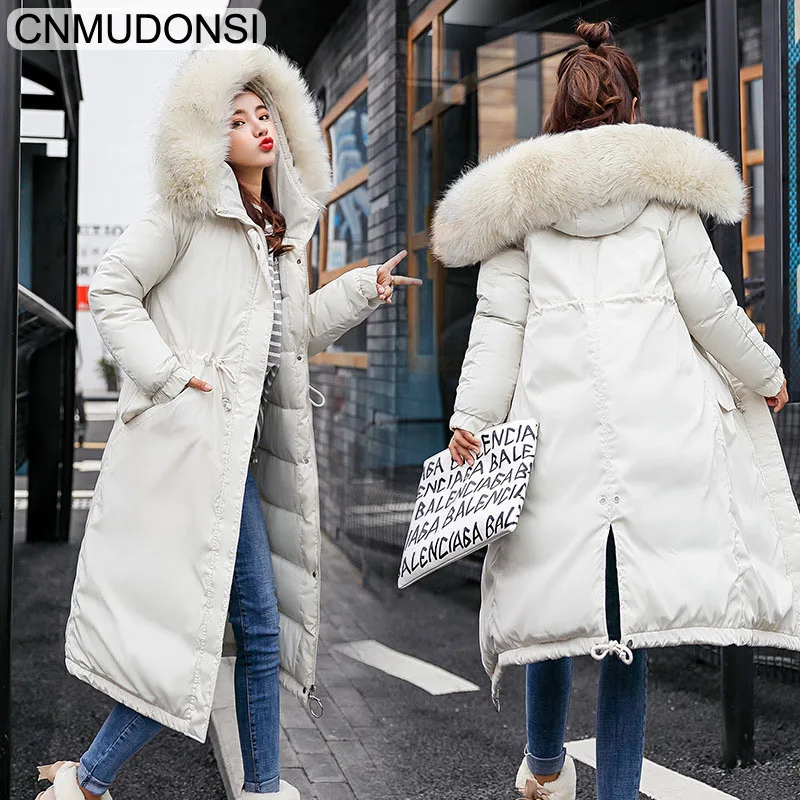 cx9069859WhiteBM Зимнее женское пальто Повседневная Длинная зимняя куртка Casaco женское Inverno плюс размер женские куртки теплая меховая толстая верхняя одежда парка - Цвет: cx9069859WhiteBM