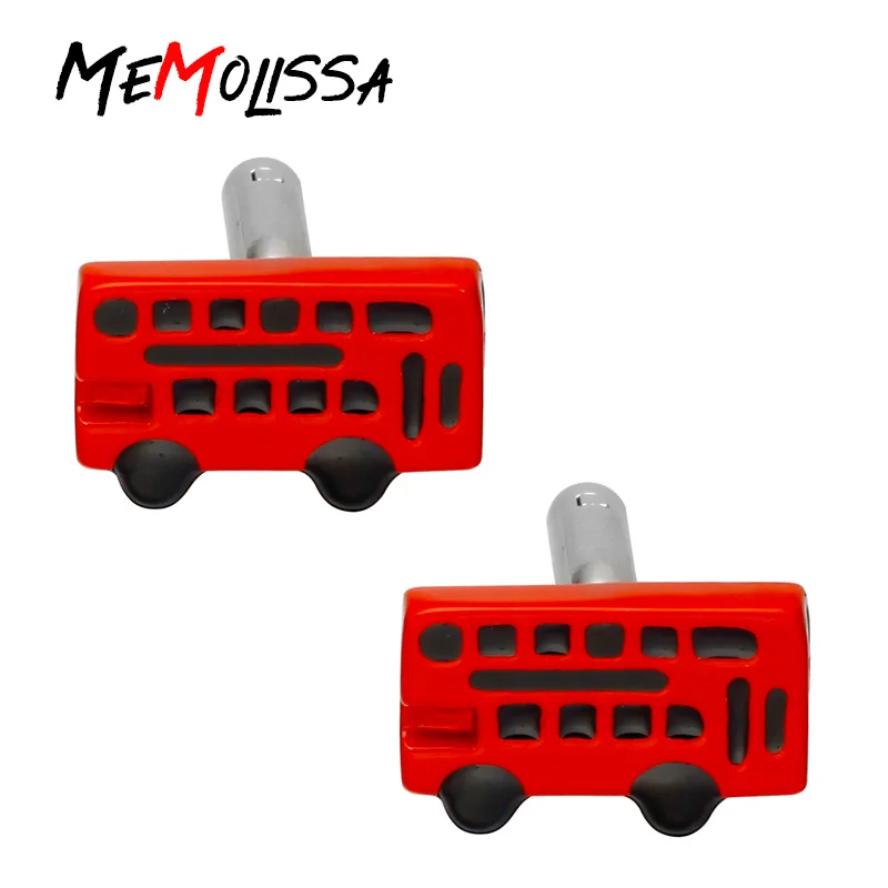 

MeMolissa 3 Pairs Fashion Cufflinks Red Bus Design Copper Men's Shirt Wedding Gift Cuff Links High Quality Wholesale Retail