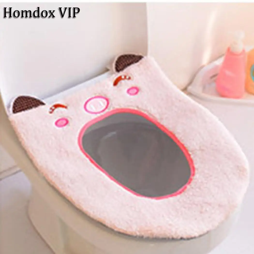 Мультяшный набор для ванной комнаты и туалета утолщенный теплый плюшевый чехол