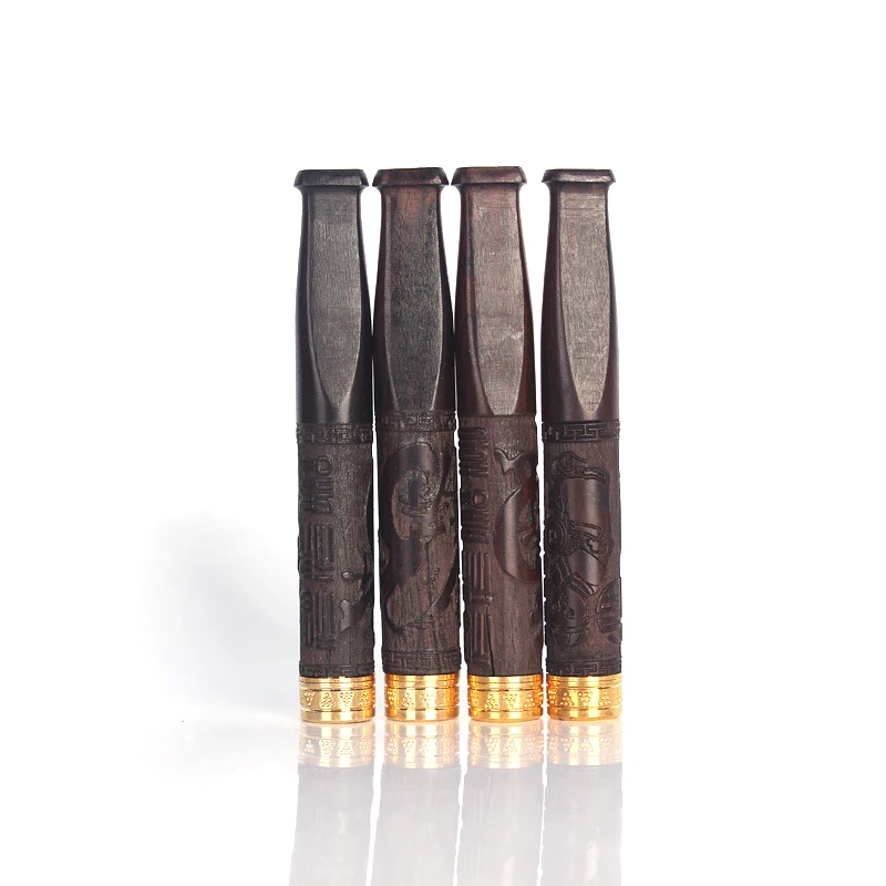 

1 Pcs Ebony Carving Solid Wood Pipe Filter Cigarette Holder Smoking Pipe Portable Creative Tobacco Pipe Smoke Mouthpiece