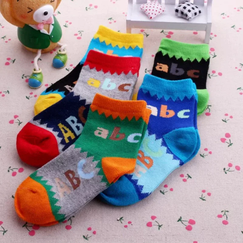 5 пар/лот детские носки коллекция 2017 года весенне-летние хлопковые с буквенным