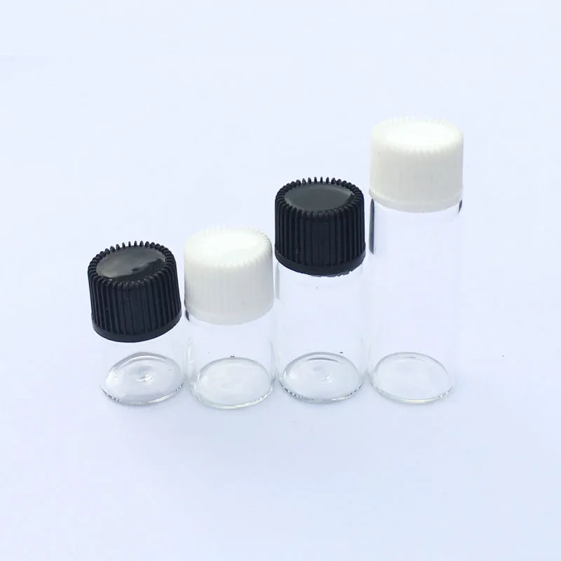 

5pcs Mini 1ml 2ml 3ml 5ml Amber Perfume sample Glass Bottle with No Hole Screw Cap Small Essential Oil Clear Vials