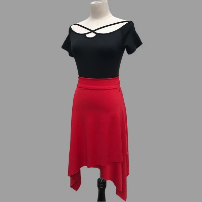 red long skirt Модный костюм для взрослых латинских танцев, бальных танцев, одежда для тренировок, выступлений, сексуальная юбка для латинских танцев для женщин/женщин - Цвет: red long skirt
