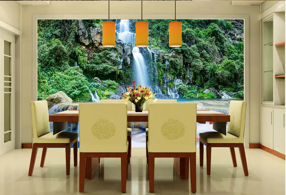 Настенные 3D-обои в ванную комнату настенные фотообои с изображением гор водопада